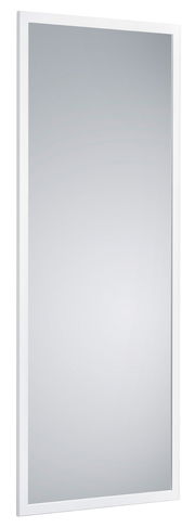 Rechteckiger Spiegel mit weißem Rahmen, seitliche Perspektive