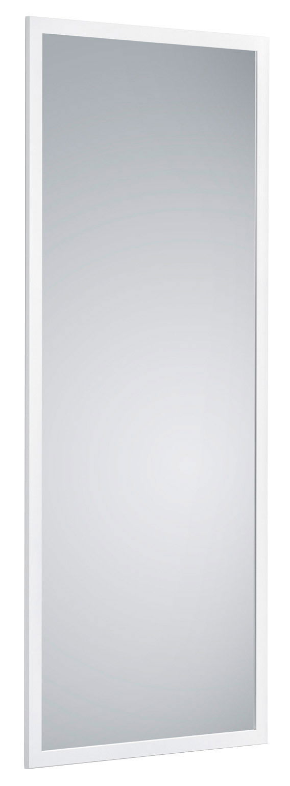 Rechteckiger Spiegel mit weißem Rahmen, seitliche Perspektive
