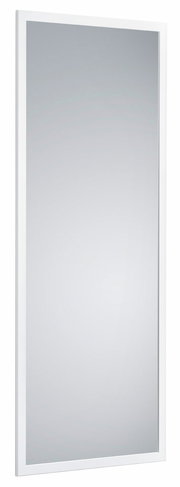 Rechteckiger Spiegel mit weißem Rahmen, seitliche Perspektive
