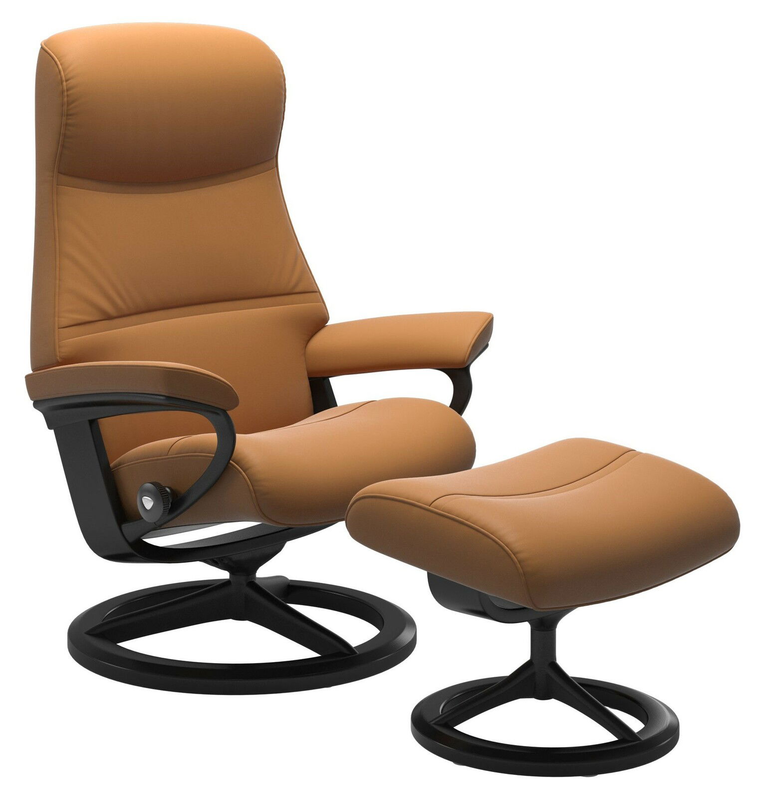 Stressless Einzelsesselset PHILIP Bequemer Einzelsessel mit Hocker in braunem Leder, seitliche Perspektive