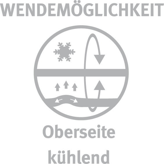 Symbol für wendbares Kissen mit kühlender Oberseite, Ansicht von vorne