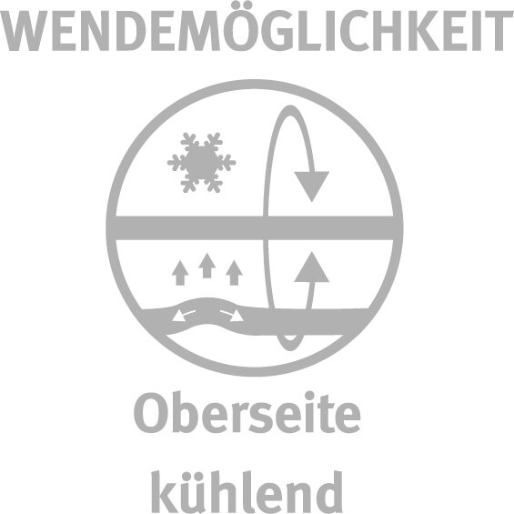 Symbol für wendbares Kissen mit kühlender Oberseite, Ansicht von vorne