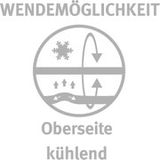 Symbol für wendbares Kissen mit kühlender Oberseite, Ansicht von vorne