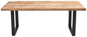 Moderner Esstisch aus Holz mit Metallbeinen, Frontalansicht