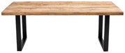 Moderner Esstisch aus Holz mit Metallbeinen, Frontalansicht