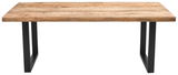Moderner Esstisch aus Holz mit Metallbeinen, Frontalansicht