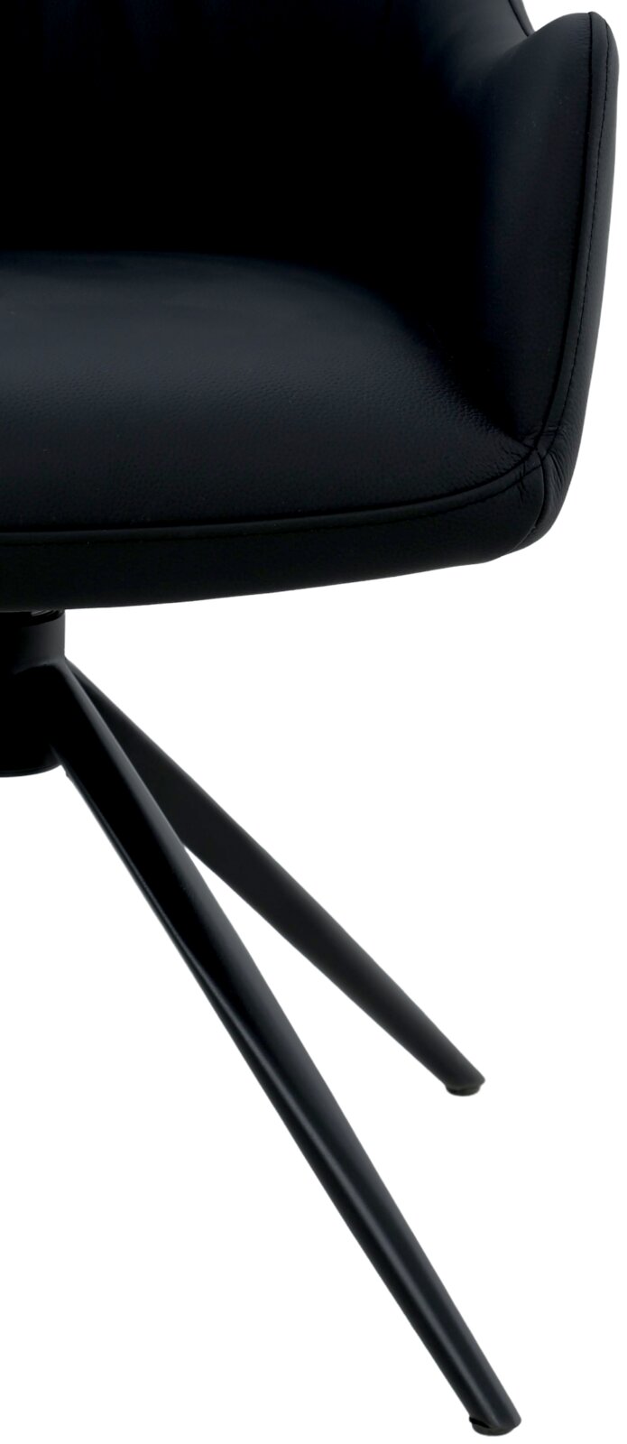Zwarte fauteuil met een modern ontwerp, zijaanzicht