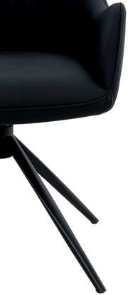 Zwarte fauteuil met een modern ontwerp, zijaanzicht