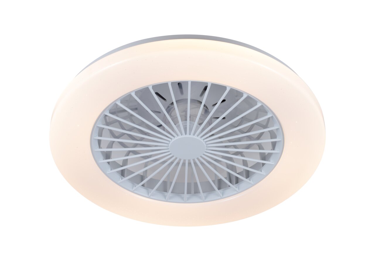 Moderner Deckenventilator mit integriertem Licht, Ansicht von unten
