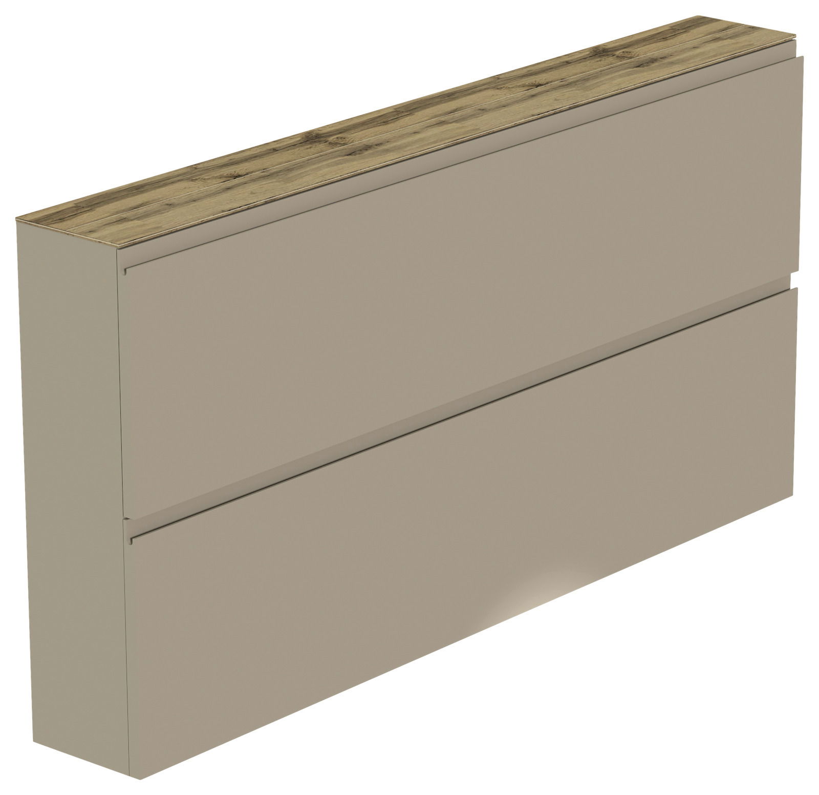 XL-Hängeschuhschrank 2K-T22 in seitlicher Perspektive mit zwei Klappen und einer Holzoberfläche