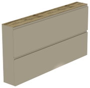 XL-hangende schoenenkast 2K-T22 in zijaanzicht met twee kleppen en een houten afwerking