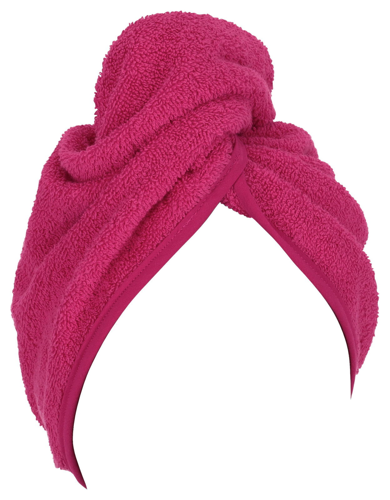 Rosa Handtuchturban aus Frottee, seitliche Perspektive