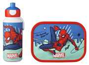 Spiderman Campus-Set bestehend aus einer Trinkflasche und einer Brotdose, Vorderansicht
