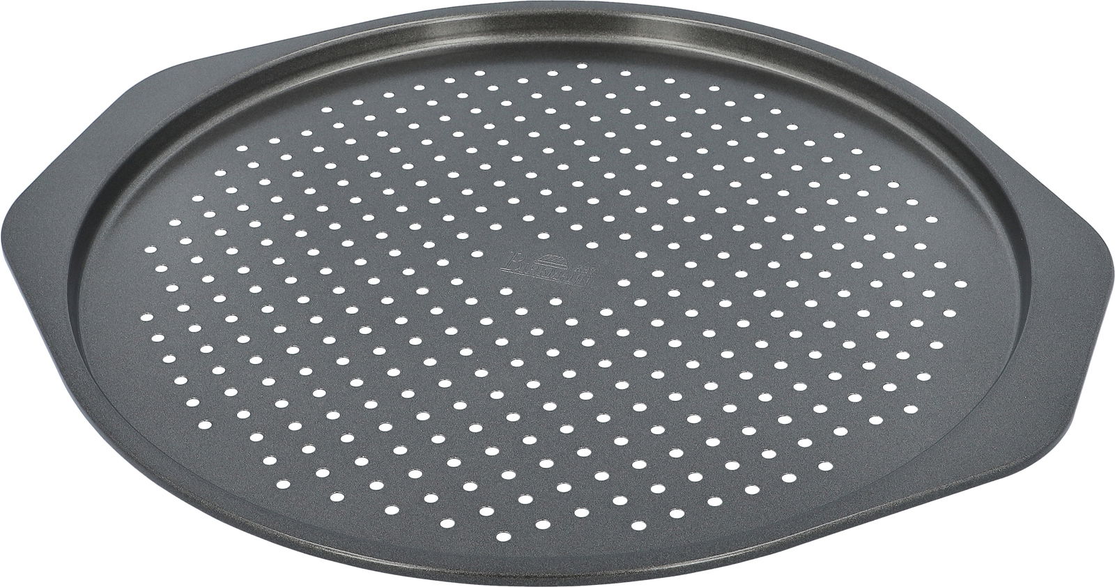 Rundes Pizzablech mit Löchern, Draufsicht