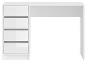 Weißer Schminktisch mit vier Schubladen, seitliche Perspektive