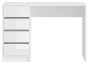 Weißer Schminktisch mit vier Schubladen, seitliche Perspektive