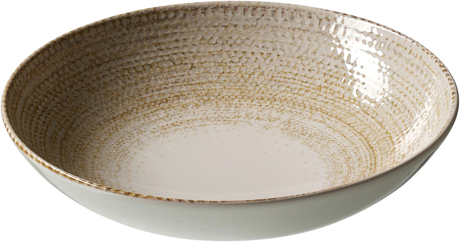 Suppenteller 21cm mit rustikalem Design und strukturierter Oberfläche, seitliche Perspektive