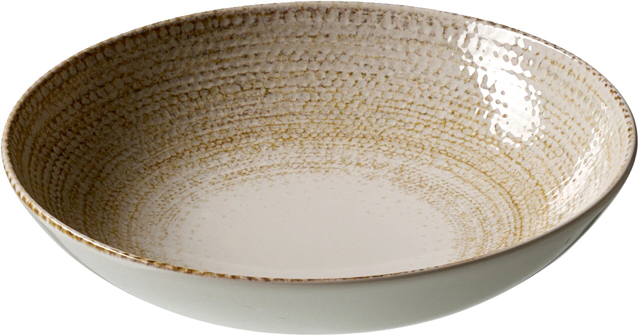 Ritzenhoff & Breker Suppenteller RIMINI Suppenteller 21cm mit rustikalem Design und strukturierter Oberfläche, seitliche Perspektive