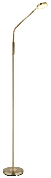 Elegante LED-Stehleuchte in Goldoptik, seitliche Perspektive