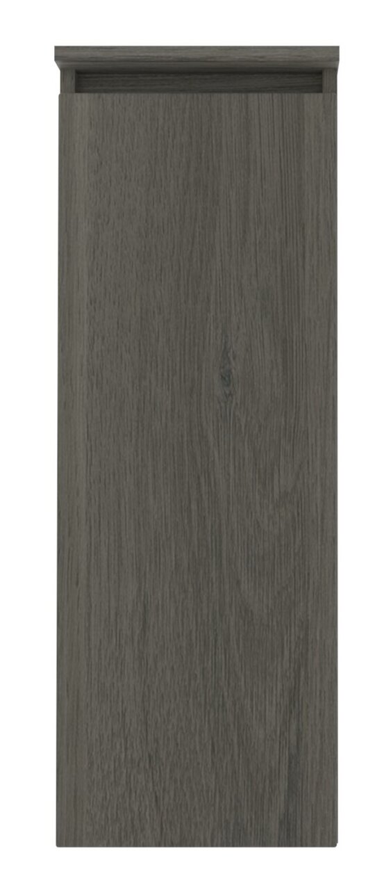 Frontansicht eines dunkelgrauen Highboards mit Holzmaserung