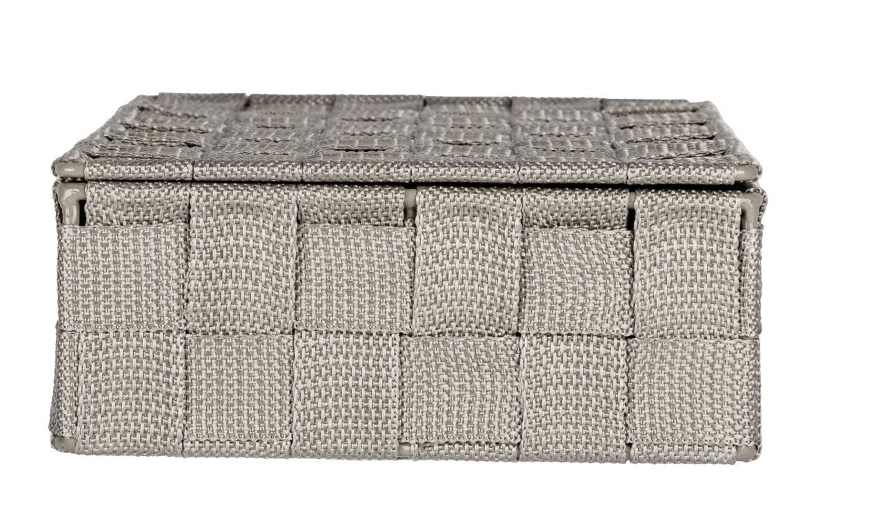 Rechteckiger Badorganizer aus grauem, gewebtem Material, Vorderansicht