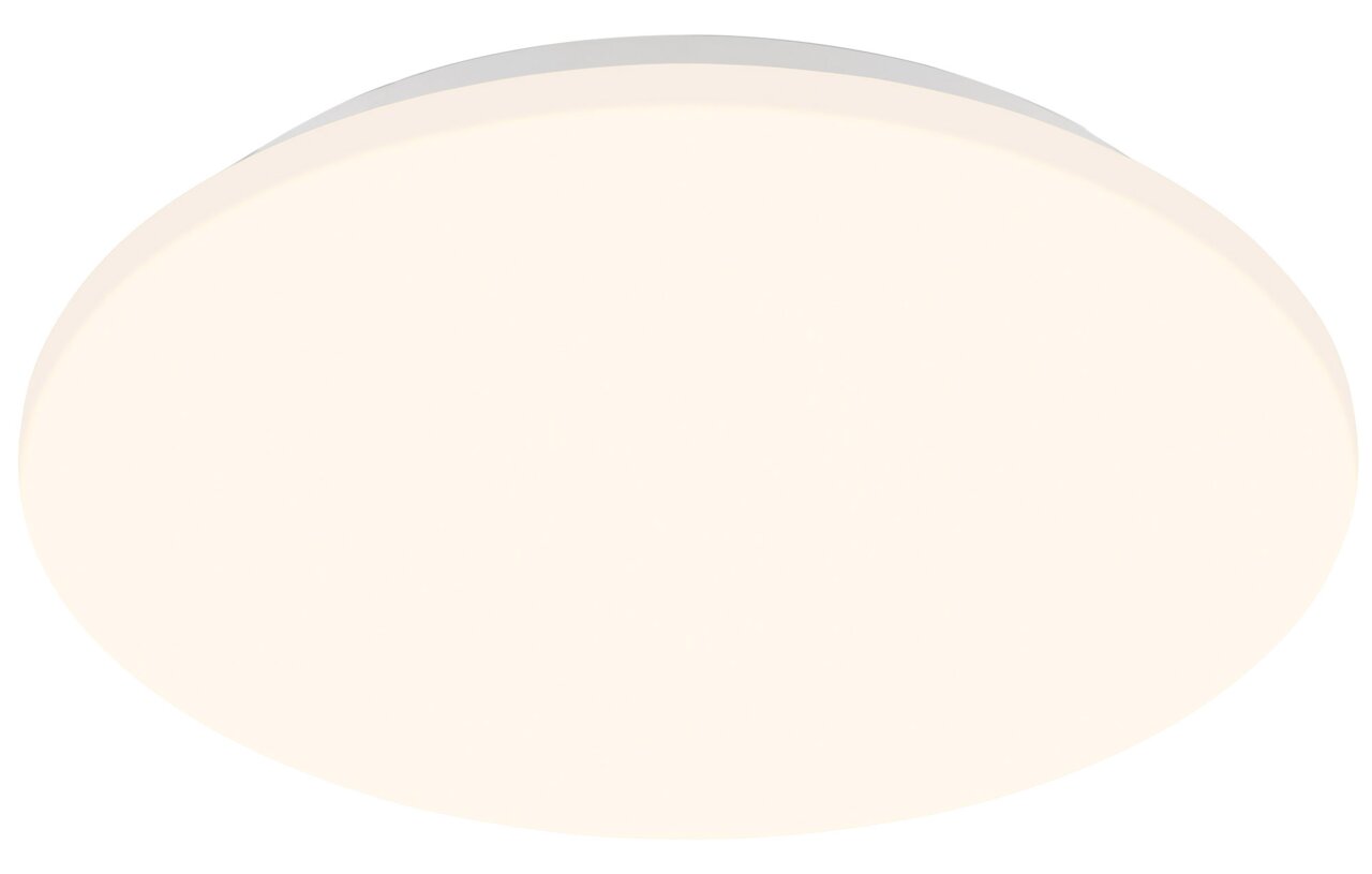 Runde LED-Deckenleuchte mit weißem Sensor, seitliche Perspektive