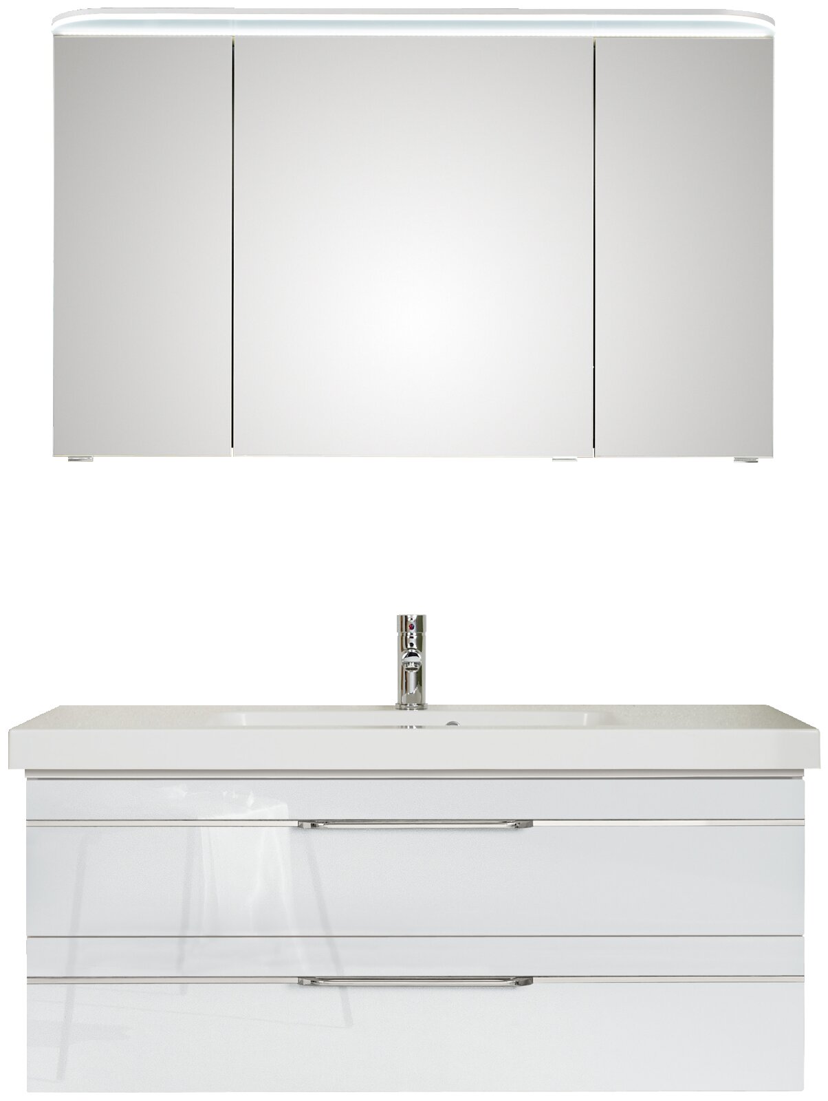 Pelipal Badblock BALTO SPRINT Moderner Badblock mit Spiegelschrank und Waschbecken, Frontalansicht