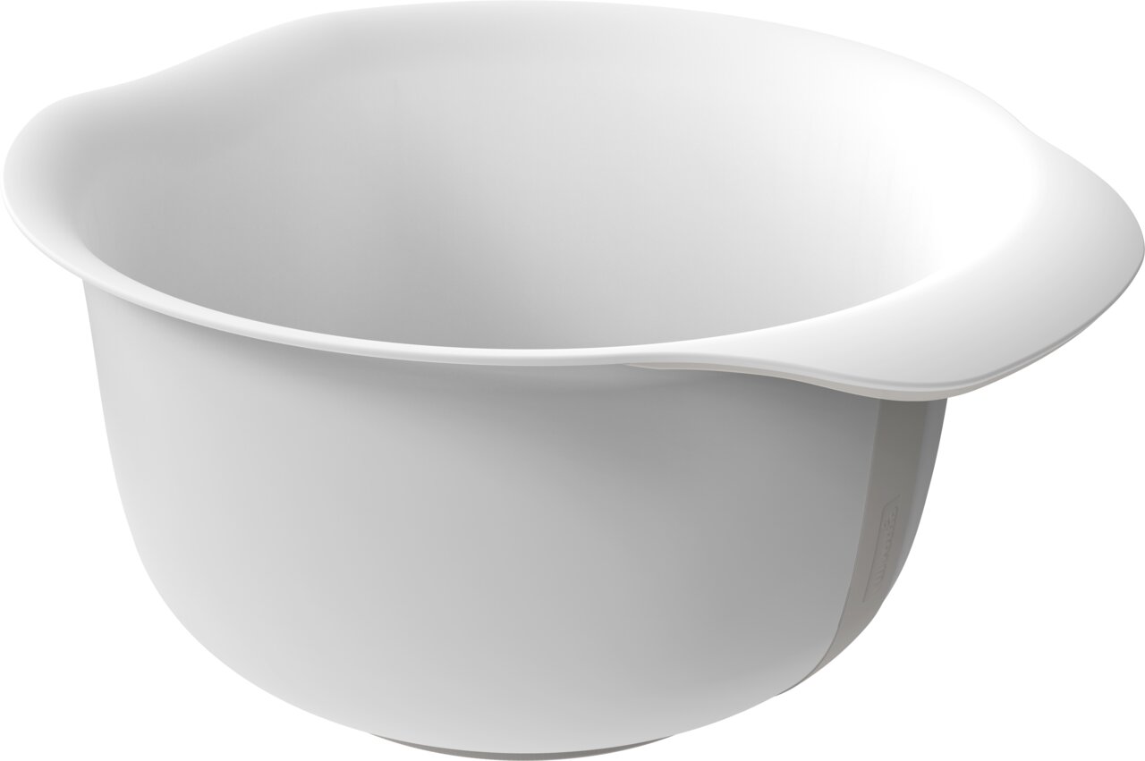 Weiße Rührschüssel Fresh 4L aus Kunststoff, seitliche Perspektive