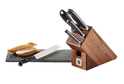 Messerblock Spitzenklasse 6-teilig mit Holzblock und verschiedenen Messern, seitliche Perspektive