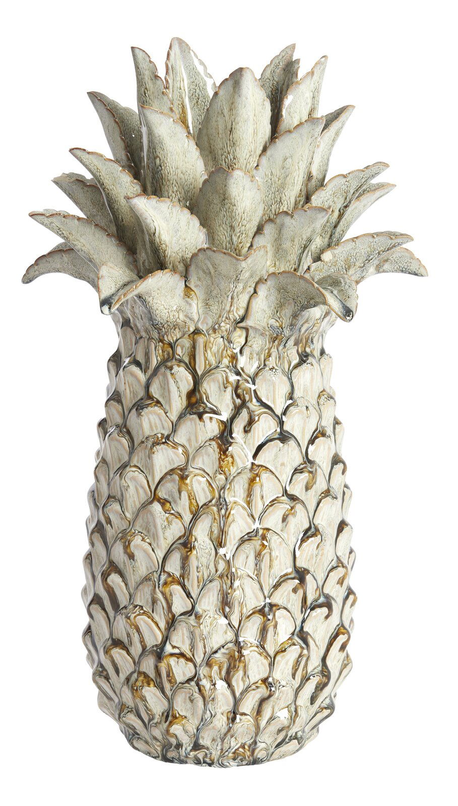 Light&Living Ornament NANASI 39,5cm Dekoratives Ananas-Ornament aus Keramik in natürlicher Farbgebung, Frontalansicht