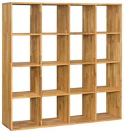 Holzregal mit 4x4 Fächern, seitliche Perspektive