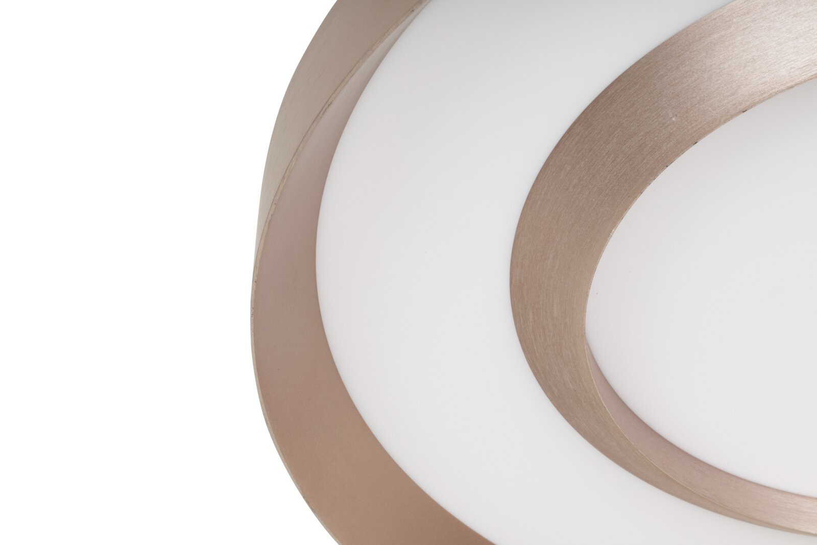 Novel LED-plafondlamp DECKENLEUCHTE Close-up van een led-plafondlamp met een modern, cirkelvormig ontwerp en een metalen frame.