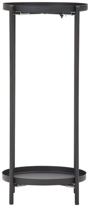 Schwarze Blumensäule oder Beistelltisch aus Metall, frontal fotografiert