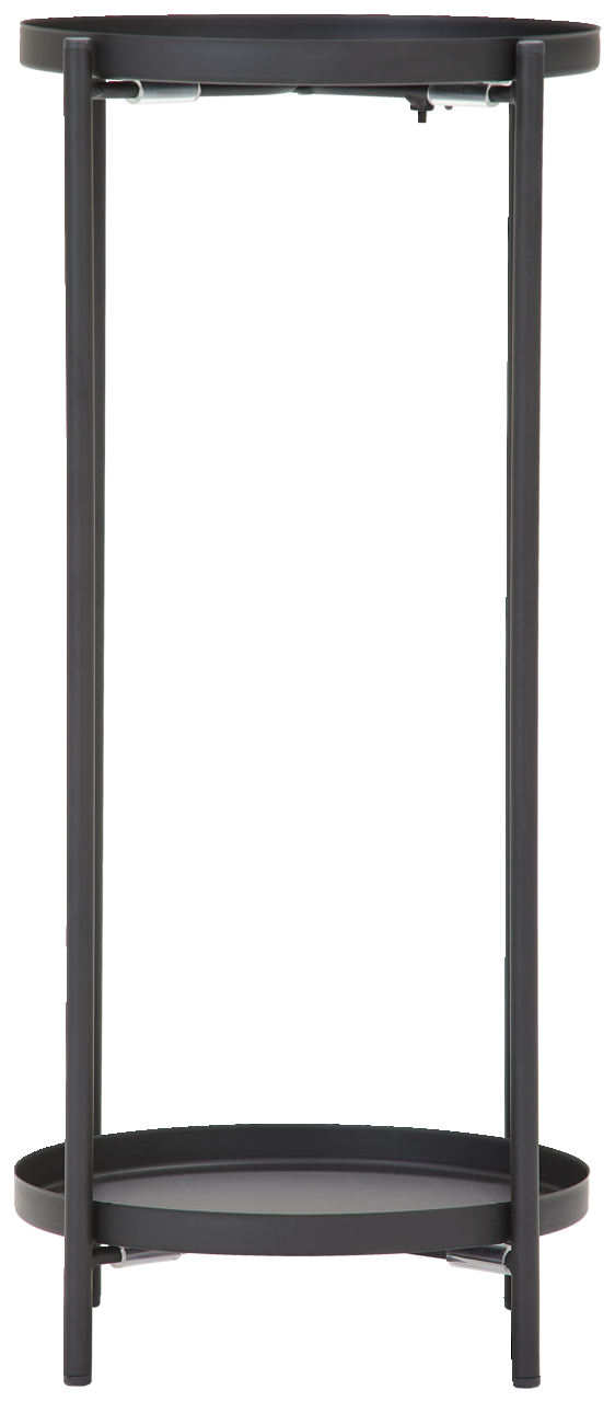 Schwarze Blumensäule oder Beistelltisch aus Metall, frontal fotografiert