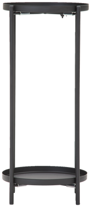Schwarze Blumensäule oder Beistelltisch aus Metall, frontal fotografiert