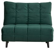 Grüner Funktionssessel mit gepolstertem Design, frontal fotografiert.