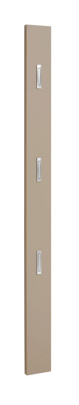 Beige Garderobenleiste mit drei Haken, seitliche Perspektive