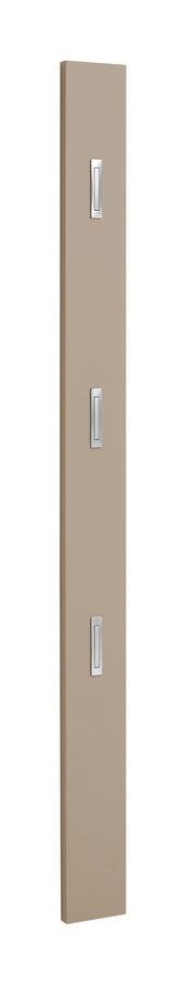 Beige Garderobenleiste mit drei Haken, seitliche Perspektive