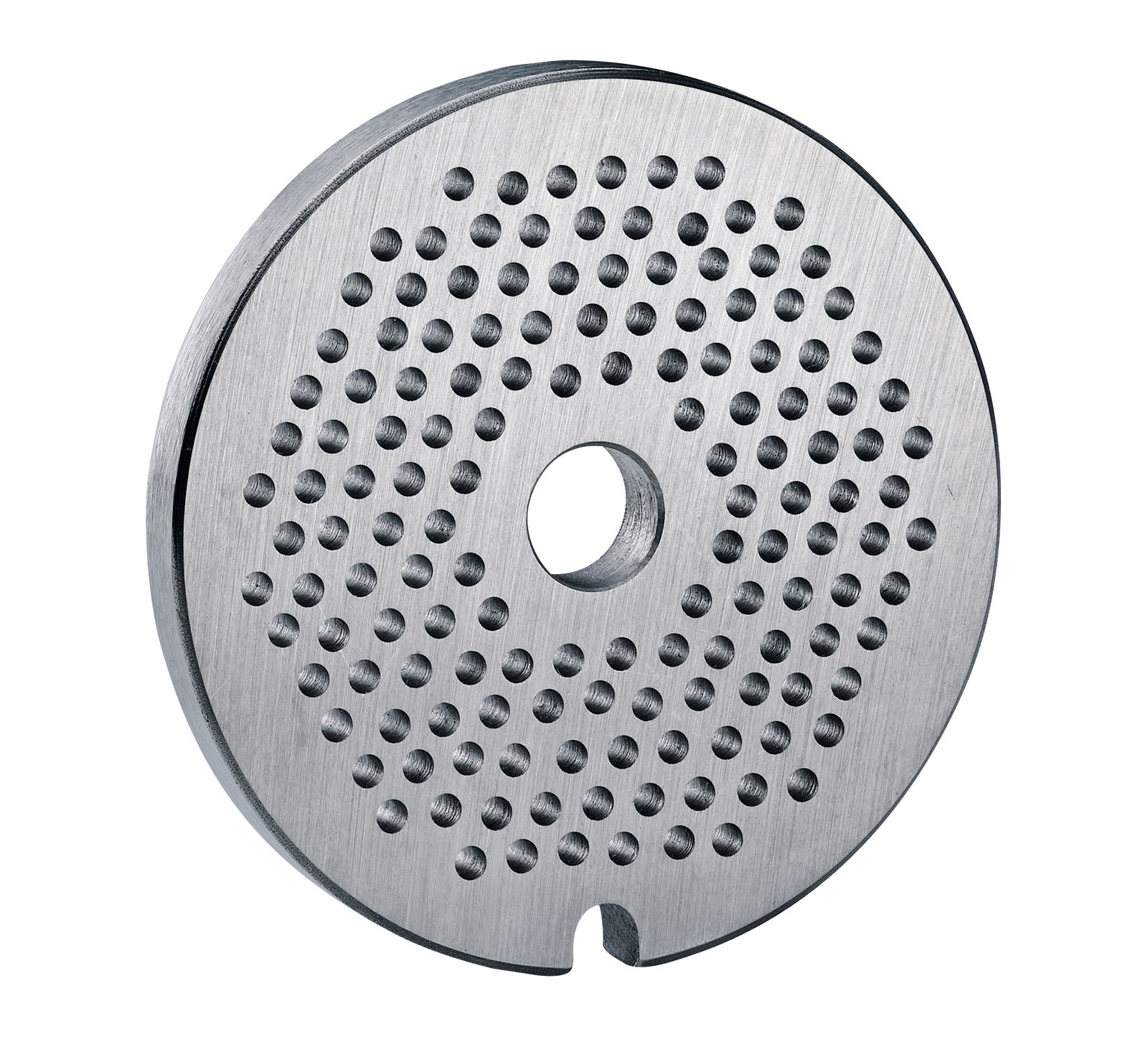 Runde Lochscheibe aus Metall für Fleischwolf, Ansicht von oben