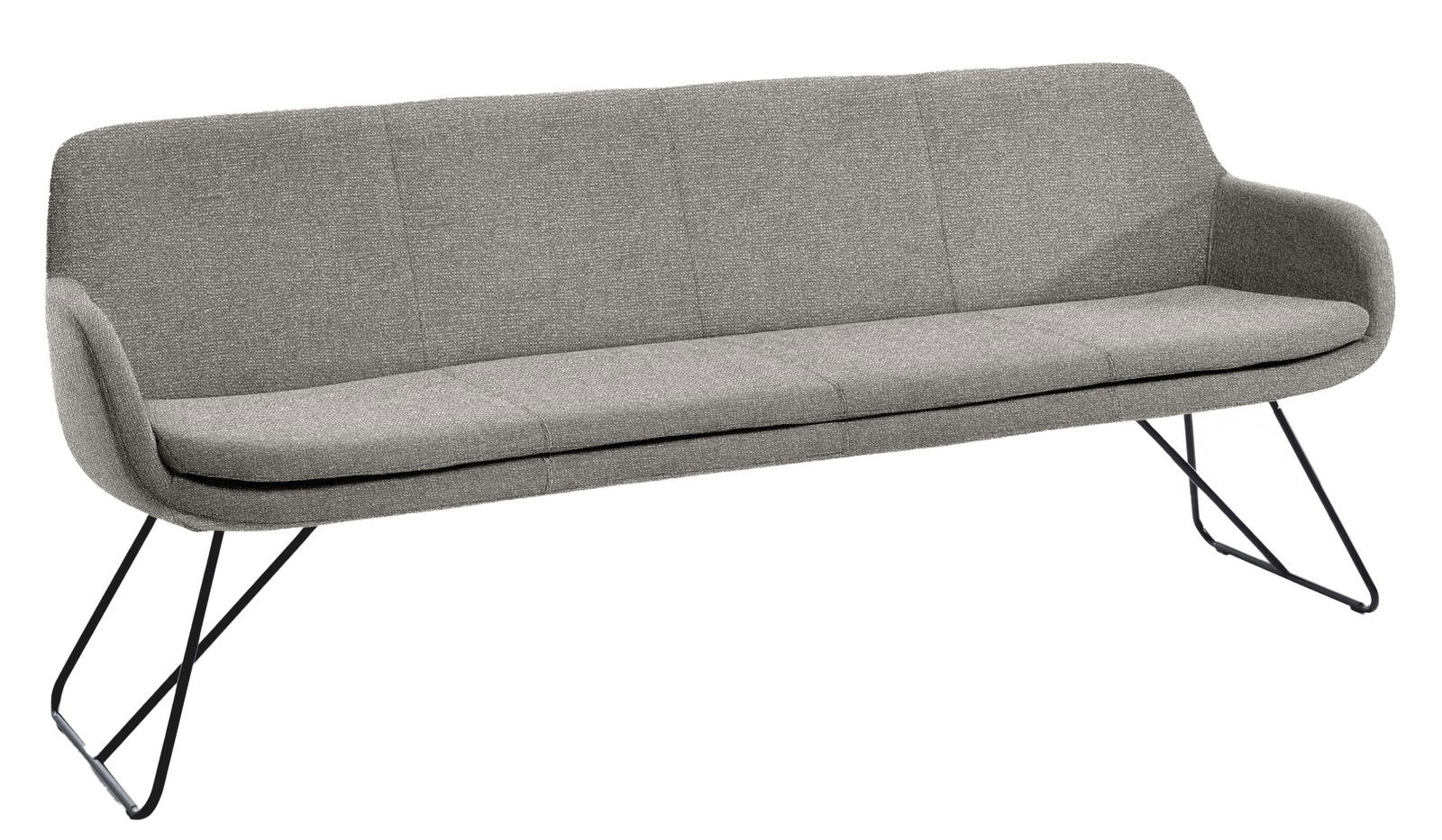 Musterring Polsterbank MR TAVIA Graue Polsterbank mit modernem Design und Metallbeinen, seitliche Perspektive