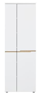 Moderner weißer Garderobenschrank mit Holzgriff, Frontalansicht