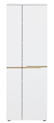 Moderner weißer Garderobenschrank mit Holzgriff, Frontalansicht