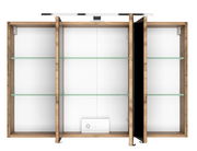 Spiegelschrank mit Holzrahmen und Glaseinlegeböden, Frontansicht