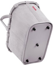 Grauer Einkaufskorb mit stabilen Griffen und vier Standfüßen, seitliche Perspektive