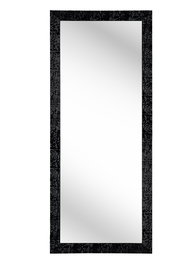 Rechteckiger Spiegel mit schwarzem, strukturiertem Rahmen, frontal abgebildet.