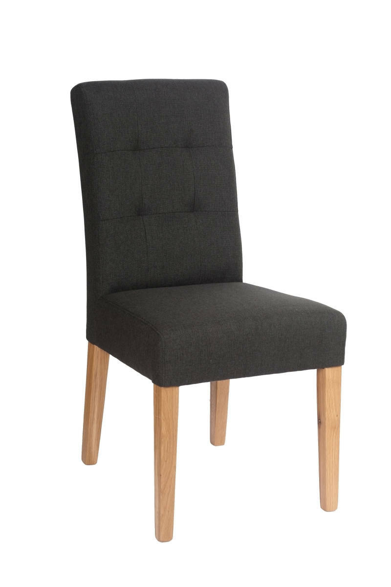 Z2 Stuhl Serie GRANADA Moderner Stuhl der Serie GRANADA mit dunklem Stoffbezug und hellen Holzbeinen, seitliche Perspektive.