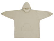 Beiger Lounge Hoodie mit Kapuze und Kängurutasche, Vorderansicht