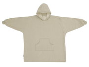 Beiger Lounge Hoodie mit Kapuze und Kängurutasche, Vorderansicht