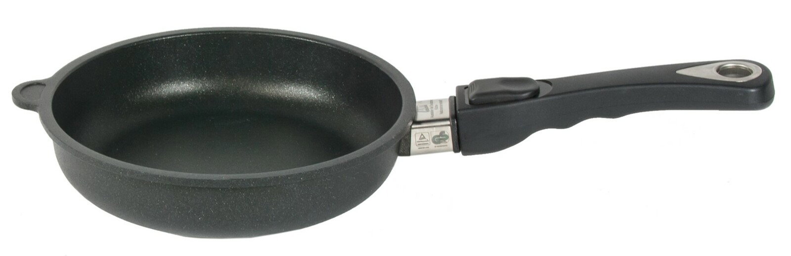 Bratpfanne mit abnehmbarem Griff, seitliche Perspektive