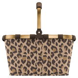 Leopardenmuster-Einkaufskorb mit goldfarbenem Rahmen, Vorderansicht